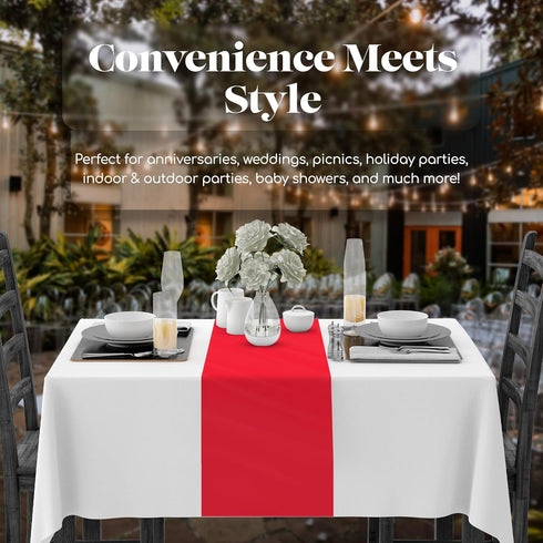 6 Pack 14 108 Inch. Red Premium Disposable Plastic Table Runner x Table Runner for Dinner Parties & Events by