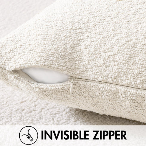 Pack 2 Cozy 20 20 Inch ANRODUO of Textured Boucle Throw Pillow Covers Soft White Decorative Accent Solid Pillow Cases