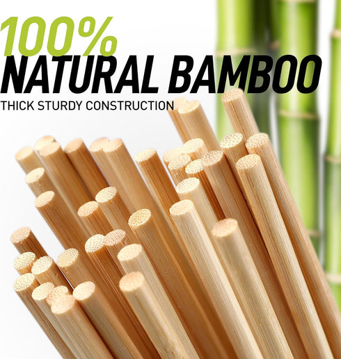 Zulay Kitchen Authentic Bamboo Skewers, 100, 14" Heavy-Duty Roasting Sticks for Grilling & Camping