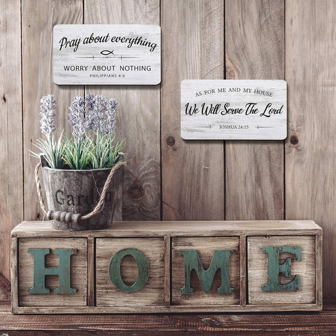 Jetec Rustic Wood Sign - 2 Pieces "As for Me and My House We Will Serve The Lord" Bible Verse Wall Decor