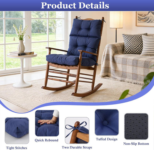 44x23x4 Inch, Rocking Chair Cushion, Waterproof and Fade-Resistant Adirondack Rocker Cushions, Indoor/Outdoor Rocking