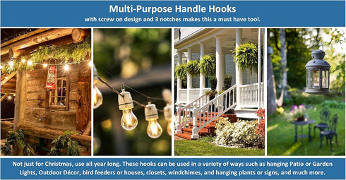 JSP Manufacturing Multi-Purpose Plastic Utility Hook, Screw On Pole Attachment for Hanging Lights and Ropes, Black