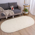 Fluffy Cream Bedroom Rug, Oval Shaggy Area Rug 2.6 x 5.2 Feet Cute Small Carpet for Kids Room Nursery Home Decor
