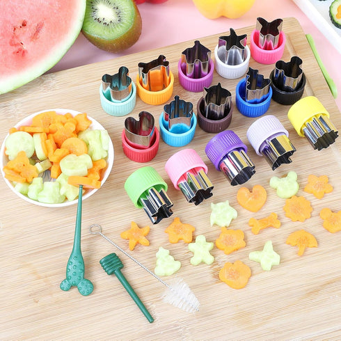 Mini Cookie Cutter Set - 30 pcs for Kids, Vegetable Cutters and Fruit Stamp Mold, Different Shapes and Sizes, Stainless