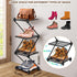 4 Closet,Front Vertical Shoe Rack Tier Small Shoe Rack Shelf for Entryway Tall Narrow Shoe Organizer Metal Shoe Storage