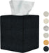 Black Tissue Box Cover, Decorative Linen Fabric Square Holder for Bathroom Vanity, Office, Nightstand