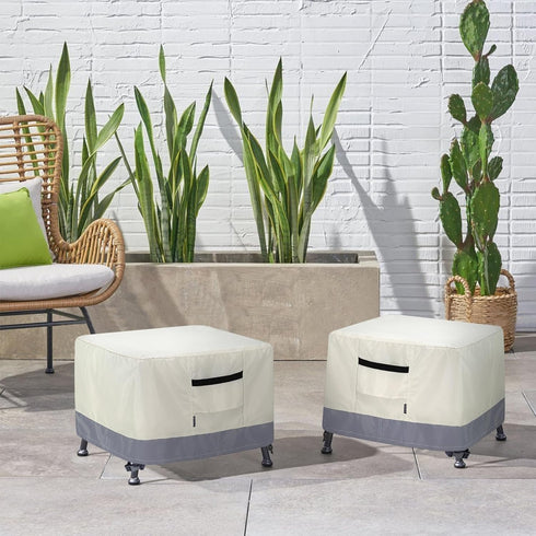 18L 18W 17H inch Patio Ottoman Cover, Waterproof Outdoor Square Furniture Cover for Side & End Table x x