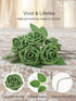 N&T NIETING 25pcs Artificial Roses Foam Flowers with Stems for DIY Cake Decoration, Army Green