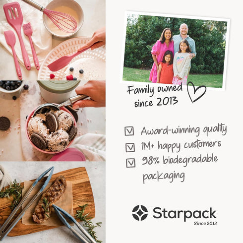 StarPack (2-Pack, 1 'Freeze The Day' Homemade Ice Cream Containers Quart) - Airtight Silicone Lids, BPA-Free Reusable