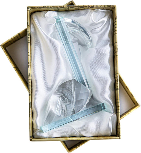 QFkris 5'' Height Crystal Eighth Note Figurines, Collectibles Glass Musical Sculpture Statue for Home Piano Guitar Gifts