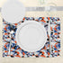 Ambesonne Set of 4 Mid Century Place Mats, Mosaic of Various Shapes and Colors, Washable Fabric, Blue Orange