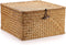 Hipiwe Handwoven Seagrass Basket Bin Square Household Storage Container with Lid Wicker Shelf