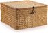 Hipiwe Handwoven Seagrass Basket Bin Square Household Storage Container with Lid Wicker Shelf