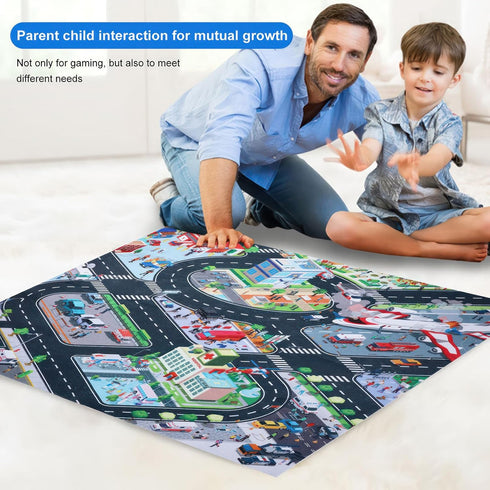 70x80CM Houkiper Kids Carpet Playmat Rug, Felt Cloth Fire-Themed Game Playmat, Foldable Non Slip Kids Rug for Playroom