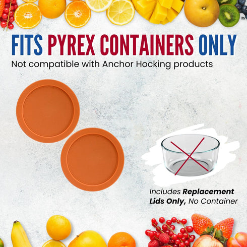 Replacement Lid for Pyrex 6" Storage Plastic Cover, 4 Cup Bowl 7201-PC Orange (2-Pack)