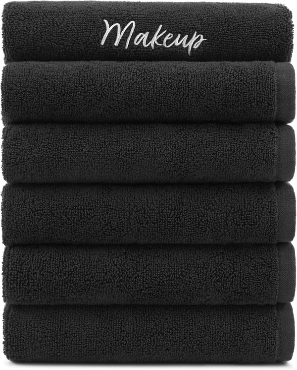 Arkwright Makeup Towels - Pack of 6, Super Soft 100% Cotton Fingertip Washcloths for Guest Bathroom Essentials