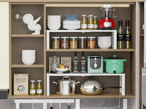 Cabinet,Countertop,Bathroom Limited(2Packs/White/Medium) Jojocross Adjustable Expanable Stackable Spice Rack Shelf