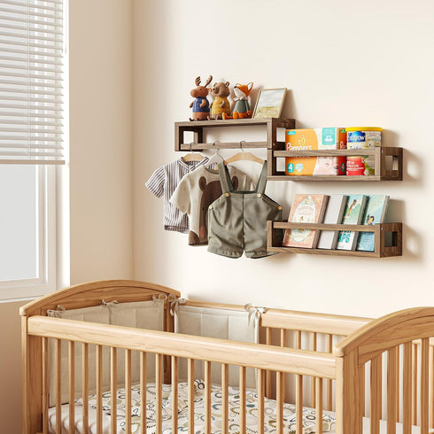 TidyCorner Upgraded Thick Floating Shelves, Solid Wood Bookshelf for Wall, Floating Book Shelves Use as Wall Shelves