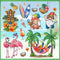 Mfault Summer Gnome Window Clings, 9 Sheets Tropical Tiki Flamingo Parrot Stickers for Seasonal Home Kitchen Decor