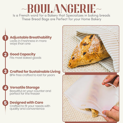 CALMUHAN (16x11inch) Bread Bags for Homemade Bread, Sourdough & Gluten Free Bread with Multifunctional Reusable