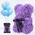 LINKLO Rose Bear, 10 inch Artificial Rose Flower Bear Gift for Wedding, Mothers Day, Anniversary (Purple)