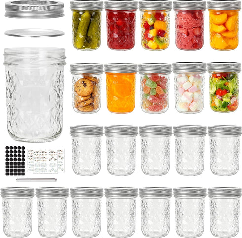 Keketin 8 oz Mason Jars with Airtight Lids and Bands,24 Pack Regular