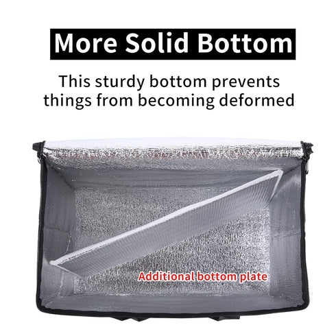 2 pack Additional Bottom Plate Black Insulated Grocery shopping bag , Delivery,pizza,reusable bags, Sturdy