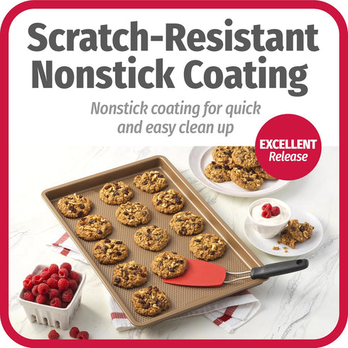 GoodCook BestBake Nonstick Textured Carbon Steel Large Cookie Sheet, 11" x 17", Bronze