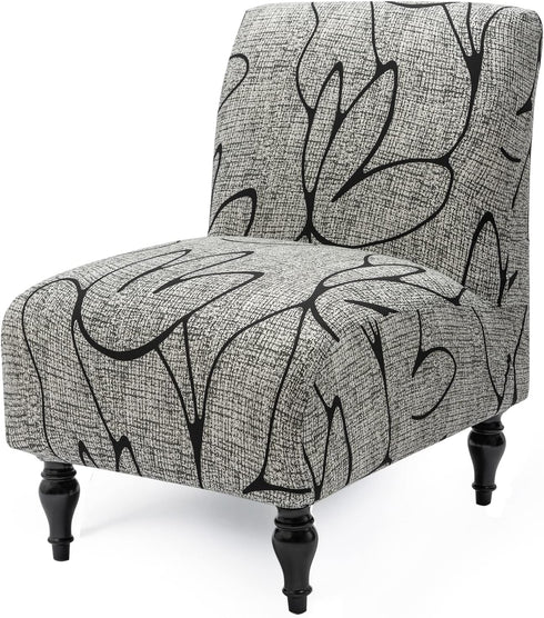 Iauddy Armless Accent Slipper Chair Cover Slipcover,Stretch Spandex Printed Removable Non-Slip Silp