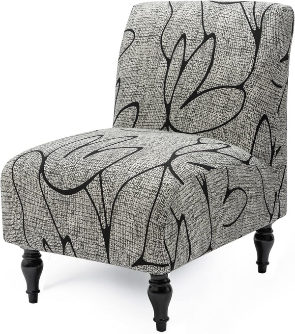 Iauddy Armless Accent Slipper Chair Cover Slipcover,Stretch Spandex Printed Removable Non-Slip Silp