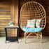 Bonnlo 46x46x50cm Outdoor Coffee Table, Small Garden Side Table with Glass Top and Shelf Underneath, Outside Patio