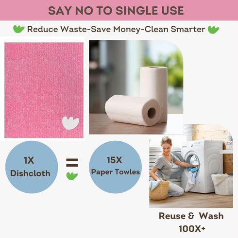 12 Pack, EKOH Swedish DishCloths for Kitchen Reusable Paper Towels Washable, Eco-Friendly Cellulose Sponge, Microfiber