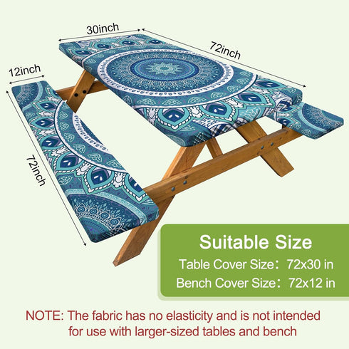 pickyNproud Picnic Table Cover with Bench Covers Camping Tablecloth with Storage Bag Windproof Waterproof Picnic Table