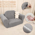 Hrebr 2-in-1 Chairs for Toddler, Toddler Soft Teddy Baby Couch Fold Out, Convertible Chair to Lounger for Girls