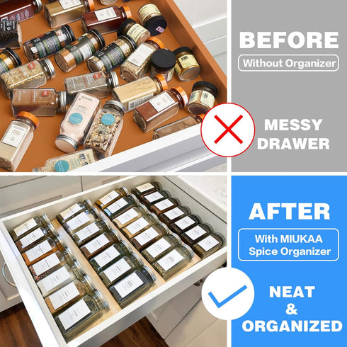 MIUKAA Clear Acrylic Spice Drawer Organizer, 4 Tier Seasoning Jars Insert for Drawer/Countertop (Jars not included)