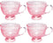 Vintage Glass Coffee Mugs with Handle-14 oz Pink Embossed Glass Cups for