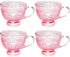 Vintage Glass Coffee Mugs with Handle-14 oz Pink Embossed Glass Cups for