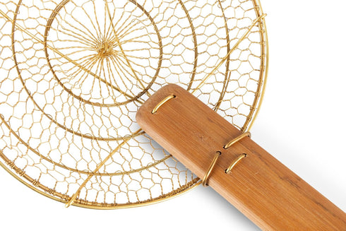 Craft Wok Small 6-Inch Brass Mesh Strainer/Spider Skimmer, Robust Kitchen Tool for Frying & Straining
