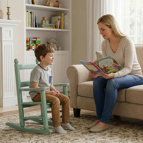 3-6, Outvita Kids Rocking Chair, Ergonomic Sturdy Toddler Rocking Chair with High Backrest & Rounded Armrests, Safe