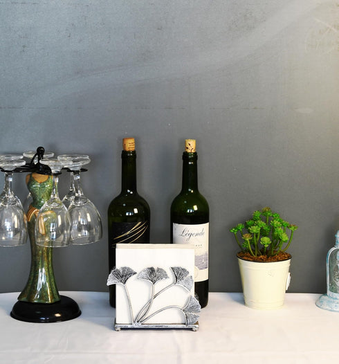 OwlGift Modern Ginkgo Leaves Design Napkin Holder - Metal Paper Napkin Storage for Kitchen, Stylish Paper Towel