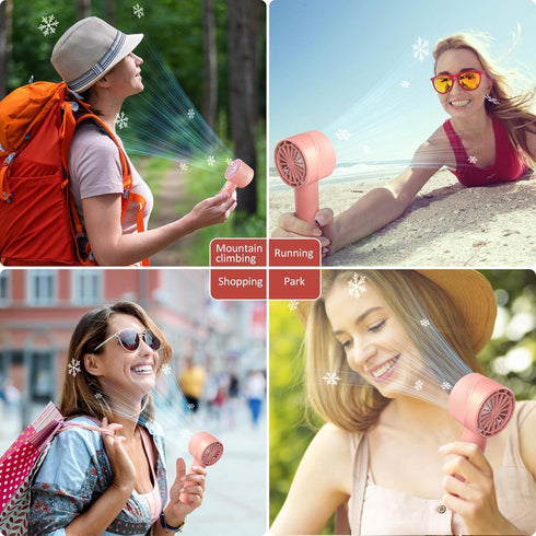 Portable Handheld Fan Rechargeable: Mini Personal Fan with 4 Speeds, USB 2600mAh Battery for Kids, Travel, Office