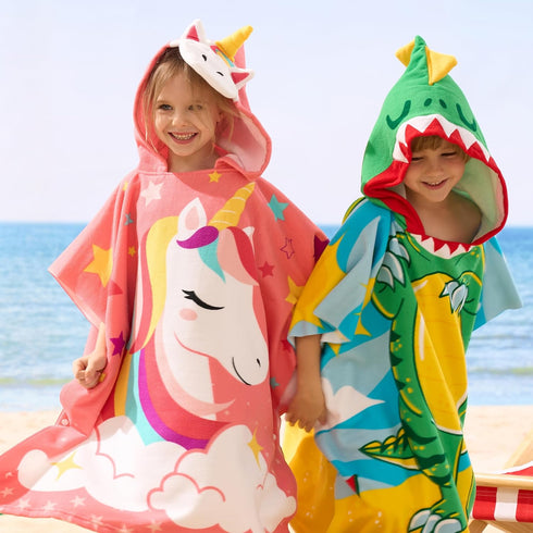 3-10 Backpack 30"x30" Joiedomi Kids Beach Towels with Hood for Years Boys Girls Unicorn Hooded Toddler Bath Towel