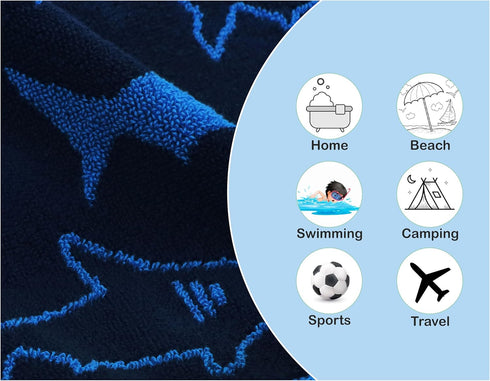 ORIGINAL KIDS Set 12 100% 12 12 Wash Cloth - Bath Time Shark Attack of Washcloths - Cotton Jacquard Super Soft Colorful