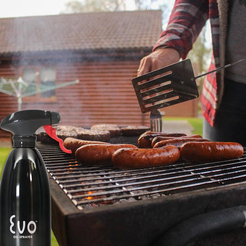 Evo Oil Sprayer 18/8 Stainless Steel Non-Aerosol for Olive, Cooking Oils, Vinegars, Black, 16-Ounce Capacity
