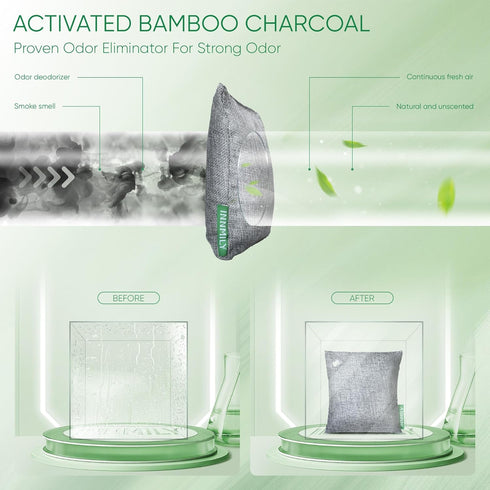 Activated Charcoal Odor Absorber, Large 12 Pack Nature Odor Eliminator for Home and Car
