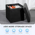 12.6"X12.6"X12.6" B FSOBEIIALEO Folding Storage Ottoman Cube Footrest Faux Leather for Living Room Seat Chest Black
