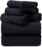 REDKISS Black Bath Towels Set 8 Piece - Microfiber Bathroom Towels of