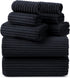 REDKISS Black Bath Towels Set 8 Piece - Microfiber Bathroom Towels of