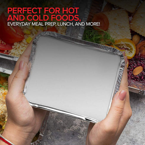 Stock Your Home 1 Lb Aluminum Disposable Cookware with Lids (25 Pack) - Foil Pans & Cardboard Lids for Takeout