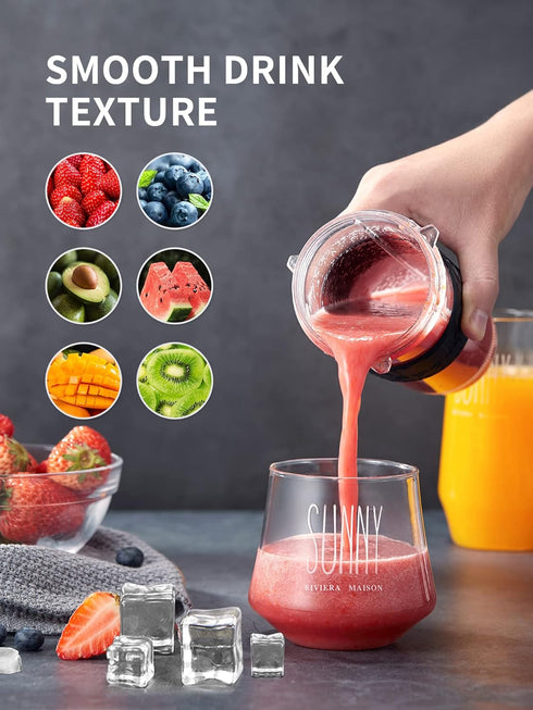 Personal Blender with 2 x 20oz Travel Bottle, Portable Smoothie Blender and Coffee Grinder, 500W Single Serve